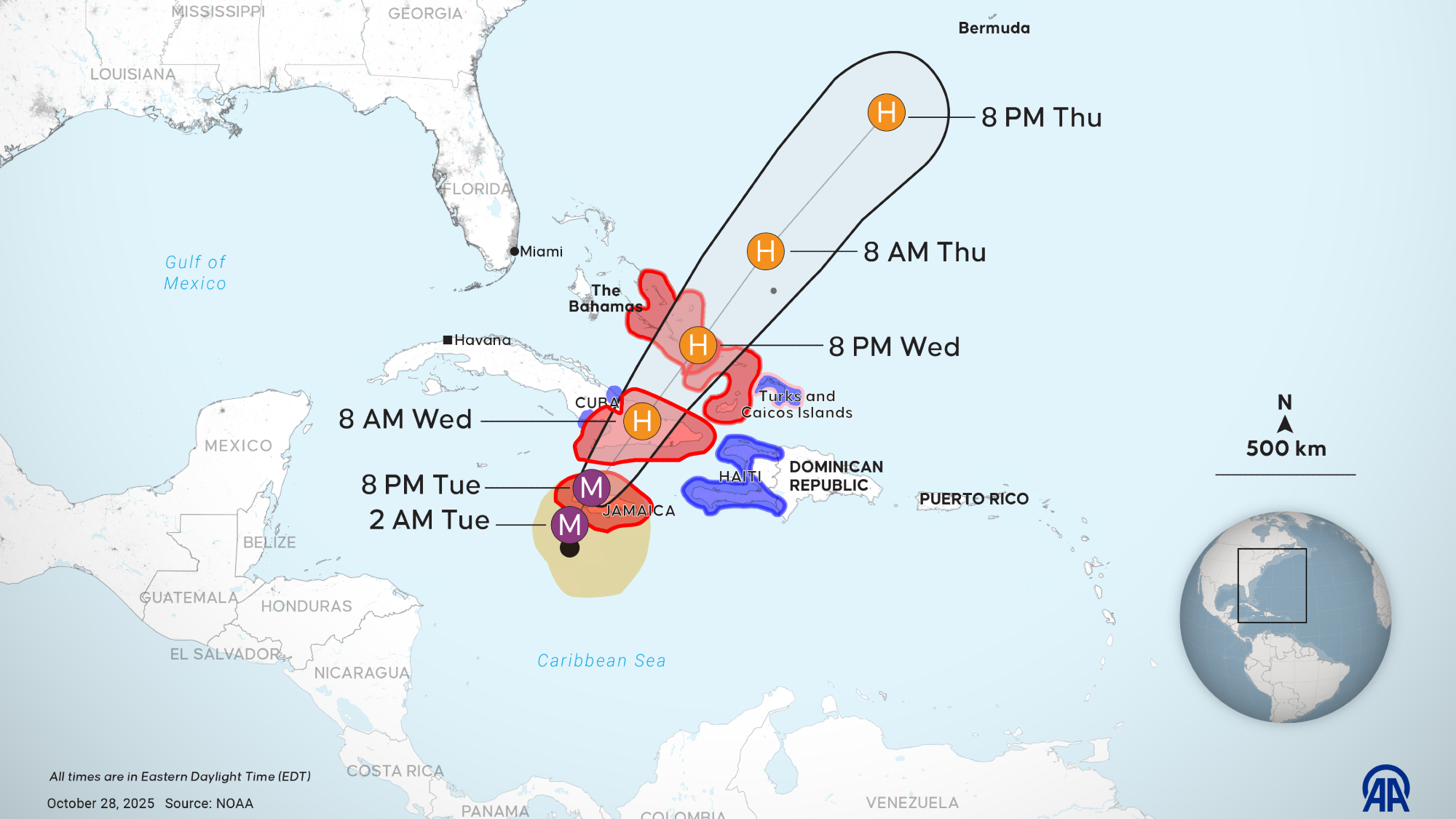 Map of Hurricane Melissa