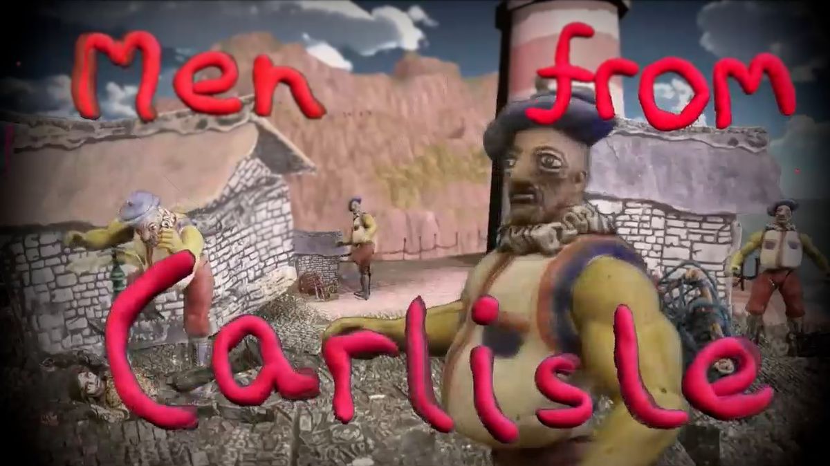 A caricature Englishman from Carlisle in Judero under text reading "Men from Carlisle"