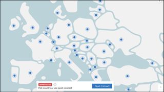 NordVPN locations displayed on a map in the Windows app