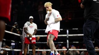 Jake Paul in the media workout before his fight against Chavez Jr.