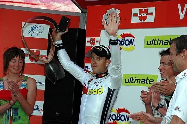 Luxembourg's Kim Kirchen (High Road) called to the podium.