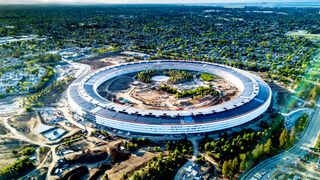 Aerial photo of Apple new campus building