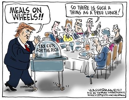 Political Cartoon U.S. President Trump tax cuts wealthy rich