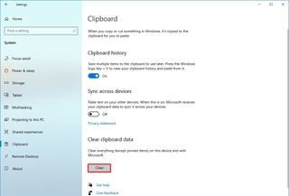 Clear clipboard data on Windows 10