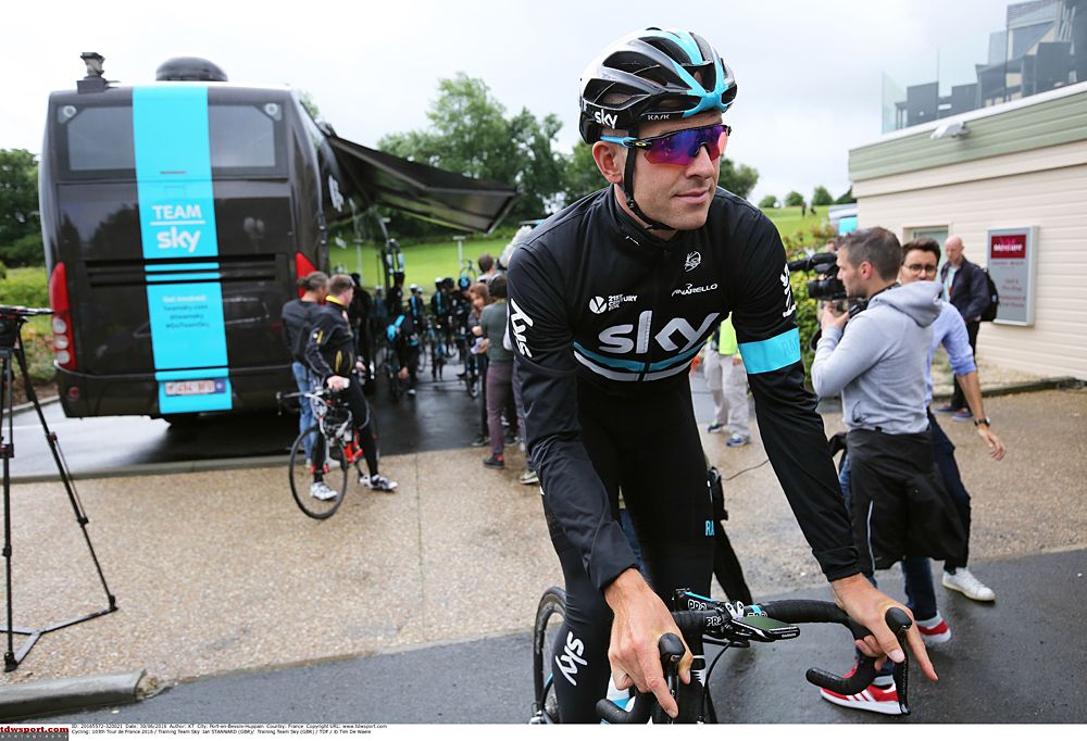 Ian Stannard and Team Sky training ahead of the Tour de France in Mont-Saint-Michel