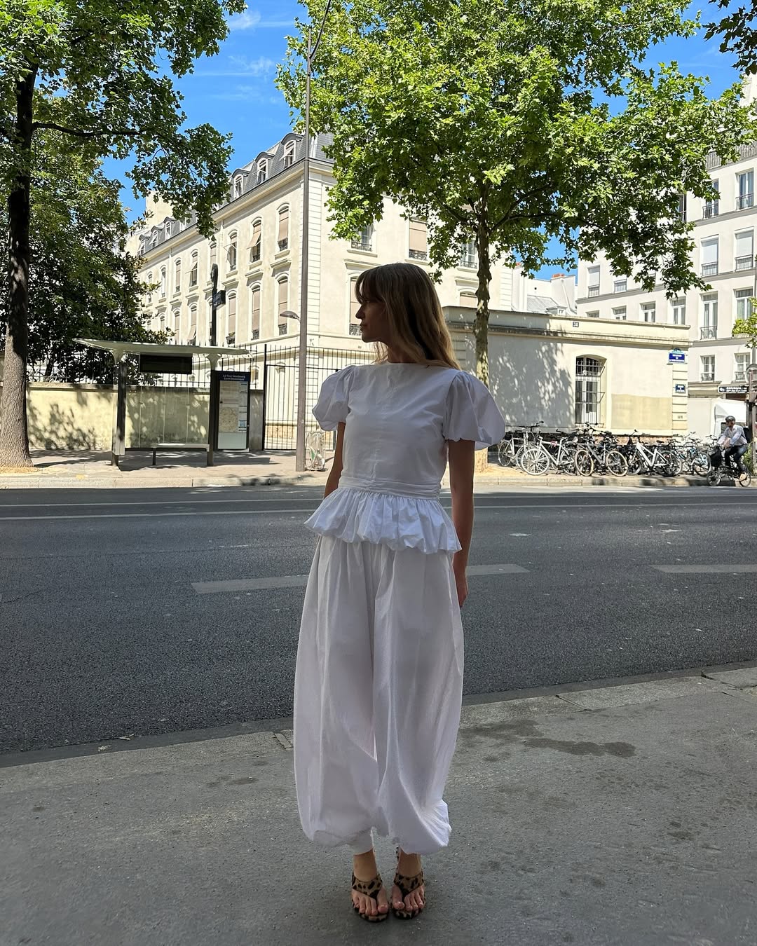 Brittany in leggings and a skirt