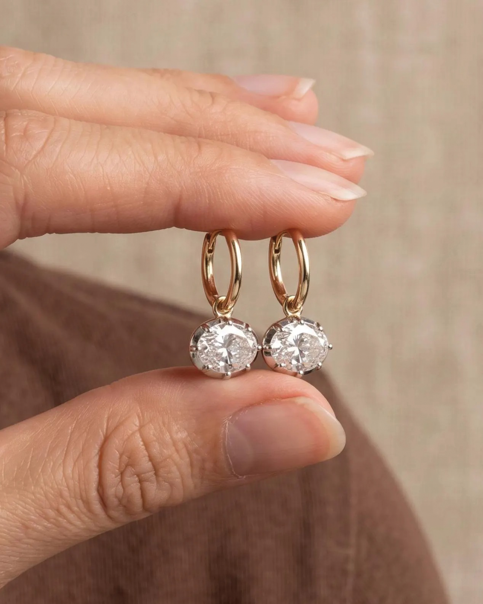 CLARISJEWELS, East West Oval Drop Earrings