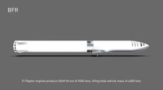The BFR will be capable of lofting 150 tons of payload to low Earth orbit, SpaceX founder and CEO Elon Musk said.