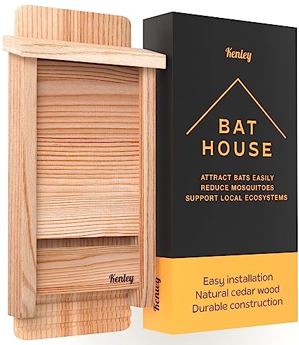 Bat House - Handcrafted Bat Box for Outside From Cedar Wood - Weatherproof Bat Houses for Outdoors - Bat Boxes Designed to Attract Bats - Easy for Bats to Land and Roost (natural, One Chamber)