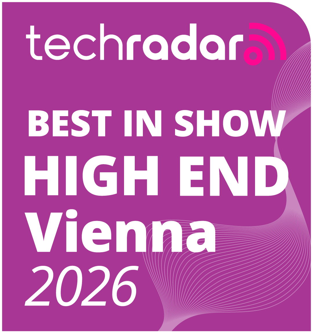 A badge that says "TechRadar Best in Show High End Vienna 2026"