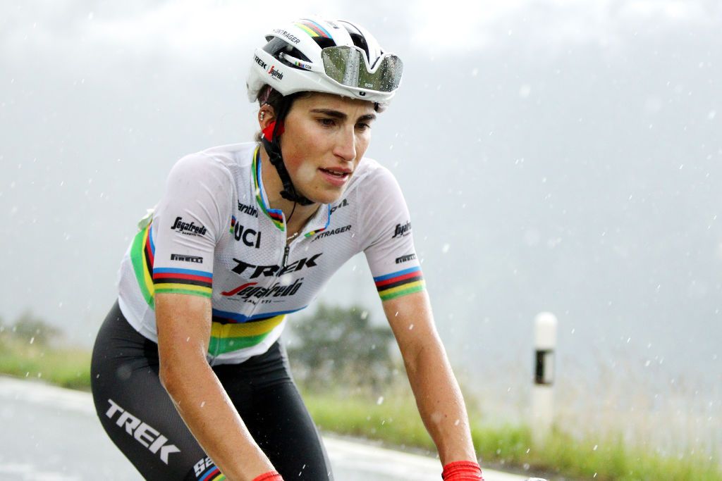 LENZERHEIDE SWITZERLAND JUNE 21 Elisa Balsamo of Italy and Team Trek Segafredo competes during the 2nd Tour de Suisse Women 2022 Stage 4 a 985km stage from Chur to Lantsch Lenz tourdesuisse2022 on June 21 2022 in Lenzerheide Switzerland Photo by Heinz ZwickyGetty Images