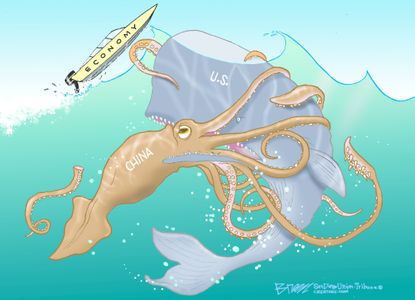 Political Cartoon U.S. Economy Ship Wreck Trump China Trade War