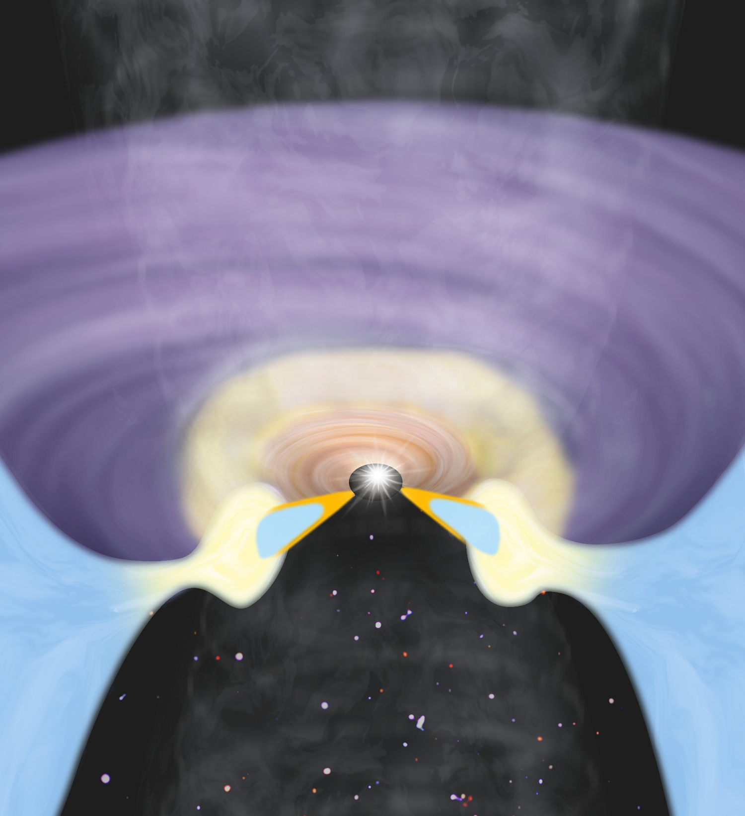 illustration d'un nuage de gaz et de poussière dans l'espace lointain s'effondrant pour former une étoile