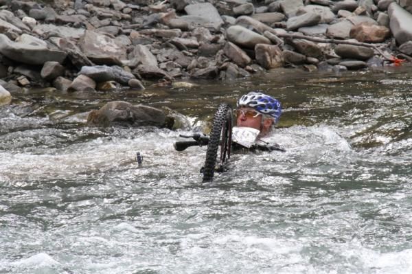 Clive Burke of Edmonton takes an unplanned bath.
