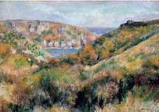 Hills around the Bay of Moulin Huet, Guernsey, 1883, by Pierre-Auguste Renoir (1841–1919), oil on canvas, 18in by 25¾in, The Metropolitan Museum of Art, New York.