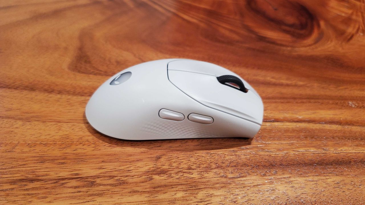 side view of white gaming mouse