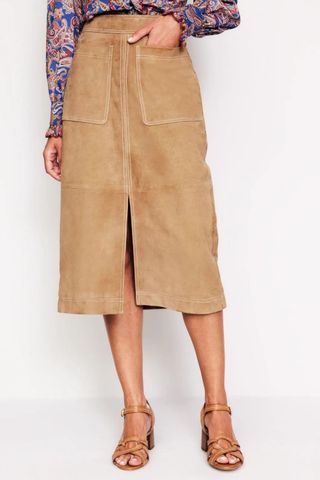 Boden Aline Suede Midi Skirt