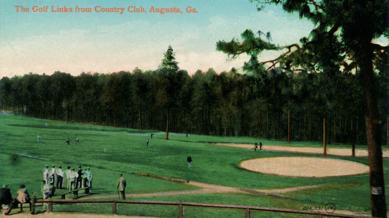 ‘The Golf Links from Country Club, Augusta, Georgia’. From a postcard produced by Valentines and Sons, circa 1910. For the &#039;Can I Play Augusta Country Club&#039; article