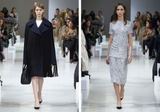 2 individual images with Female models on the fashion runway for Nina Ricci A/W 2015 Collection