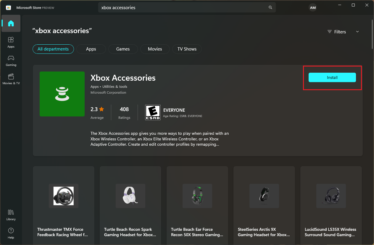 Install Xbox Accessories app