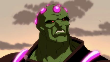 Brainiac grimacing in Superman Unbound 