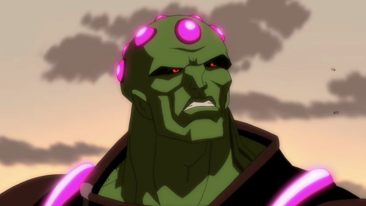 Brainiac grimacing in Superman Unbound 