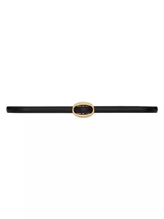 Saint Laurent Oval Buckle Thin Belt in Smooth Leather