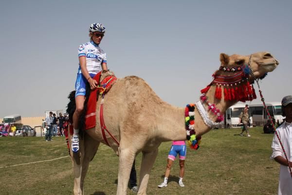 Yoann Offredo (FDJ) swaps his Lapierre for a camel.