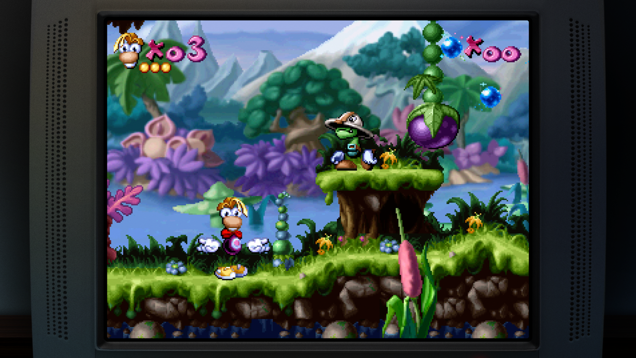 Screens from a retro cartoon game