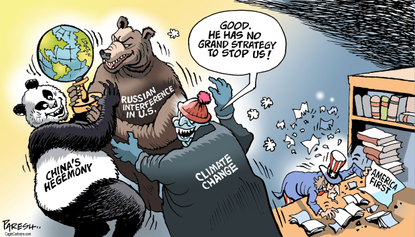 Political Cartoon U.S. America First Climate Change Grand Strategy