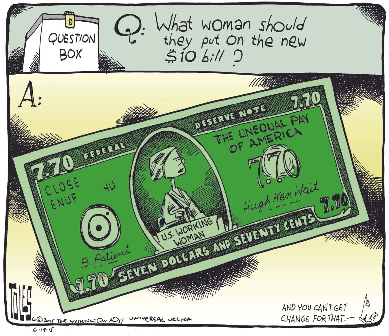 Editorial cartoon Gender wage gap