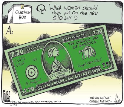 Editorial cartoon Gender wage gap