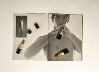 Male nude and red lipsticks, part of Silvia Prada Wallpaper* shoot