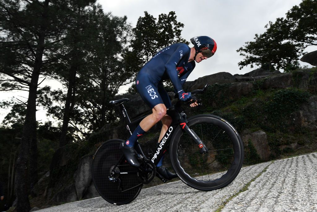 MIRADOR DE ZARO DUMBRA SPAIN NOVEMBER 03 Christopher Froome of The United Kingdom and Team INEOS Grenadiers during the 75th Tour of Spain 2020 Stage 13 a 337km Individual Time Trial stage from Muros to Mirador de zaro Dumbra 278m ITT lavuelta LaVuelta20 La Vuelta on November 03 2020 in Mirador de zaro Dumbra Spain Photo by David RamosGetty Images