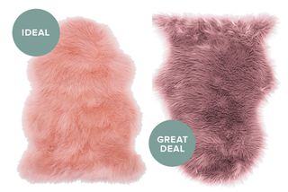 pink coloured sheepskin rug