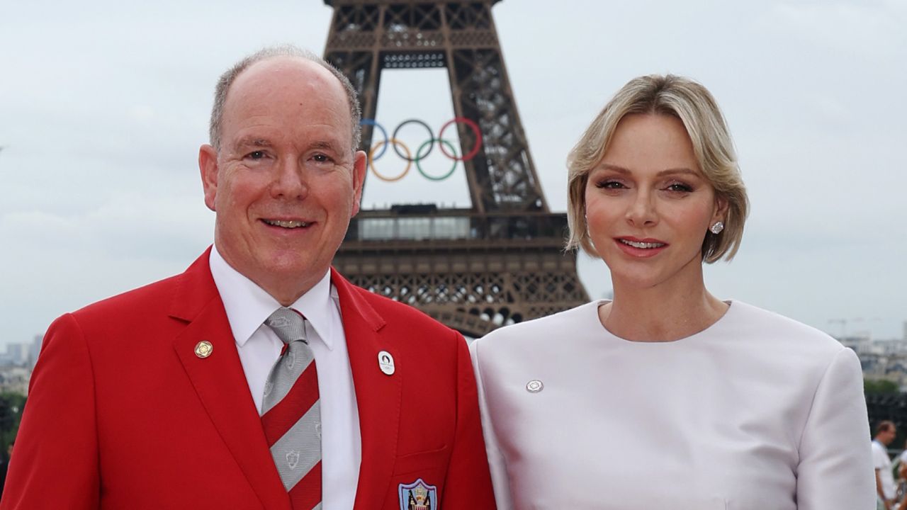  Prince Albert II of Monaco and Princess Charlene of Monaco attend the red carpet ahead of the opening ceremony of the Olympic Games Paris 2024 on July 26, 2024 in Paris, France. 