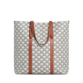 Celine CABAS WITH BUCKLE IN TRIOMPHE CANVAS AND CALFSKIN TAN / ECRU