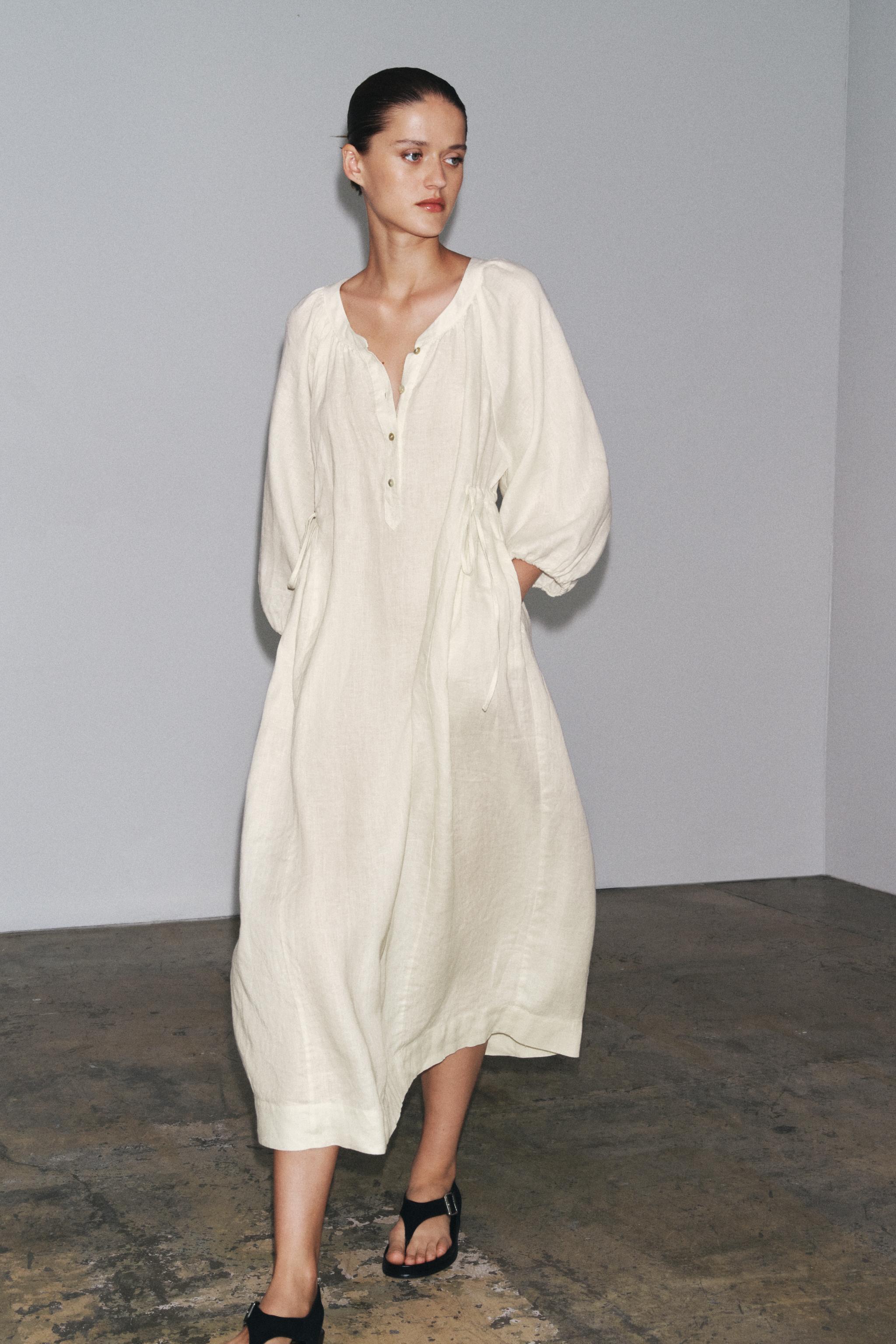 100% Linen Tunic Dress Zw Collection