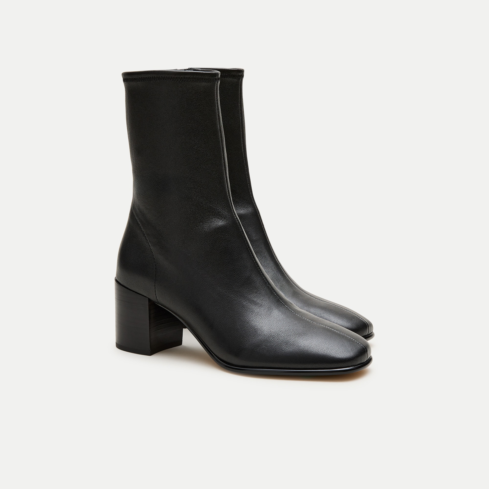 Stretch Leather Ankle Boots