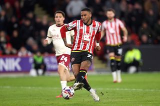 Tyrese Campbell in action for Sheffield United during their 1-1 draw back in March