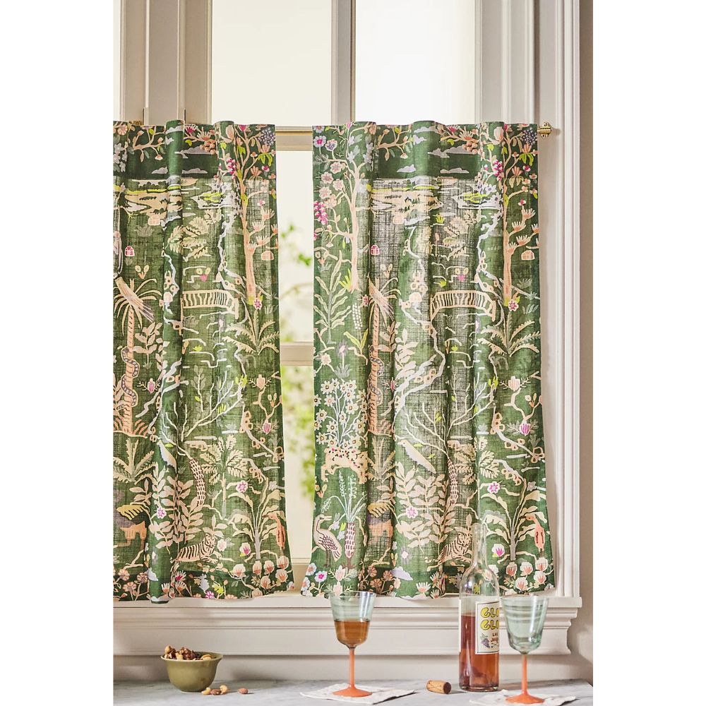 Organic Cotton Tales Menagerie Printed Caf&amp;eacute; Curtain