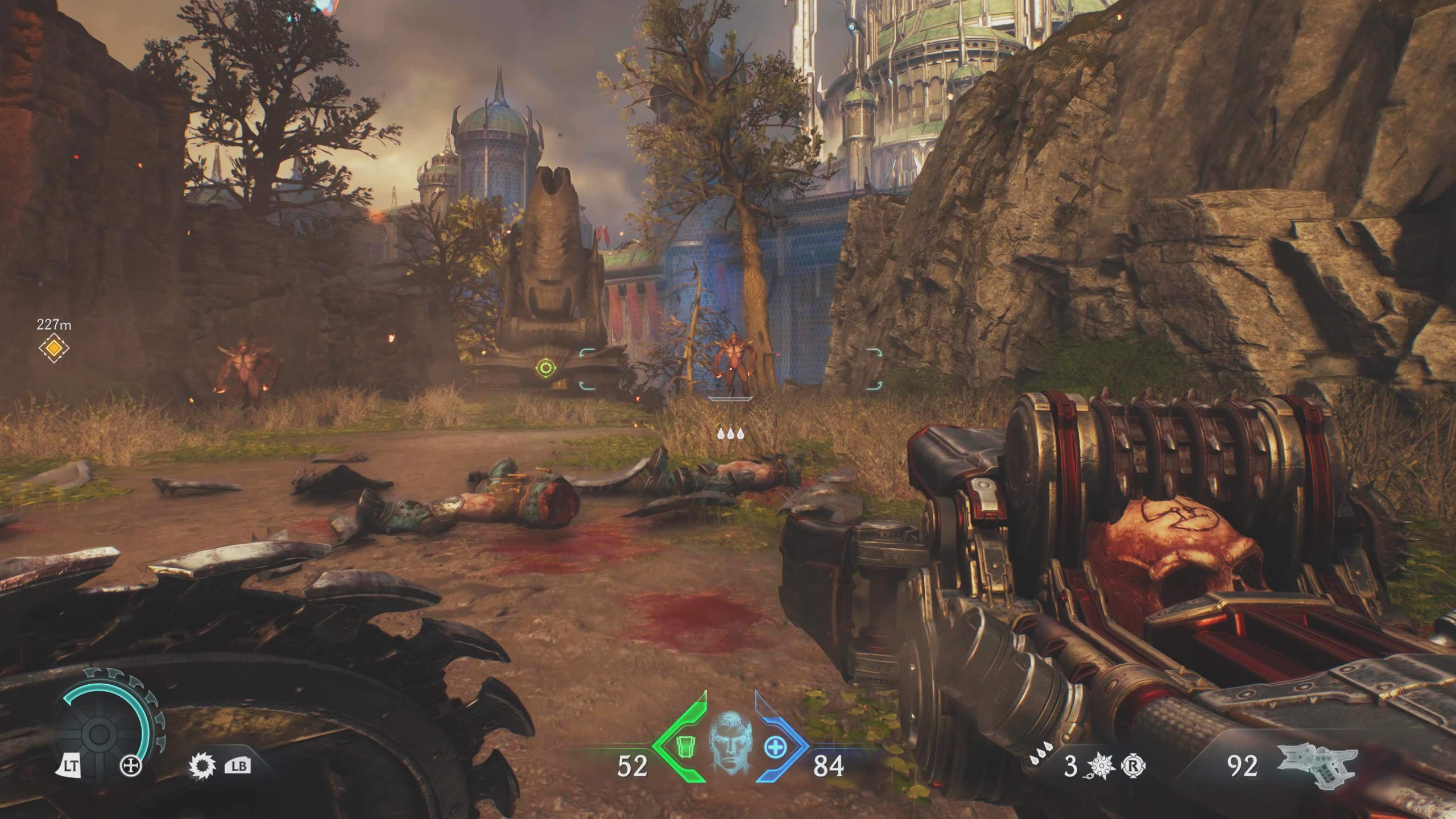 Doom: The Dark Ages artillery cannon locations Siege Part 1 - An artillery cannon on a hill overlooking the city.