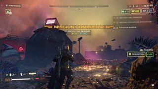 Helldivers 2 solo player blowing up Automatons and mission complete