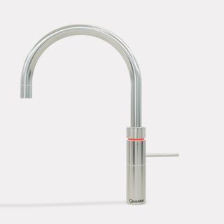 Silver Quooker boiling water tap with red band