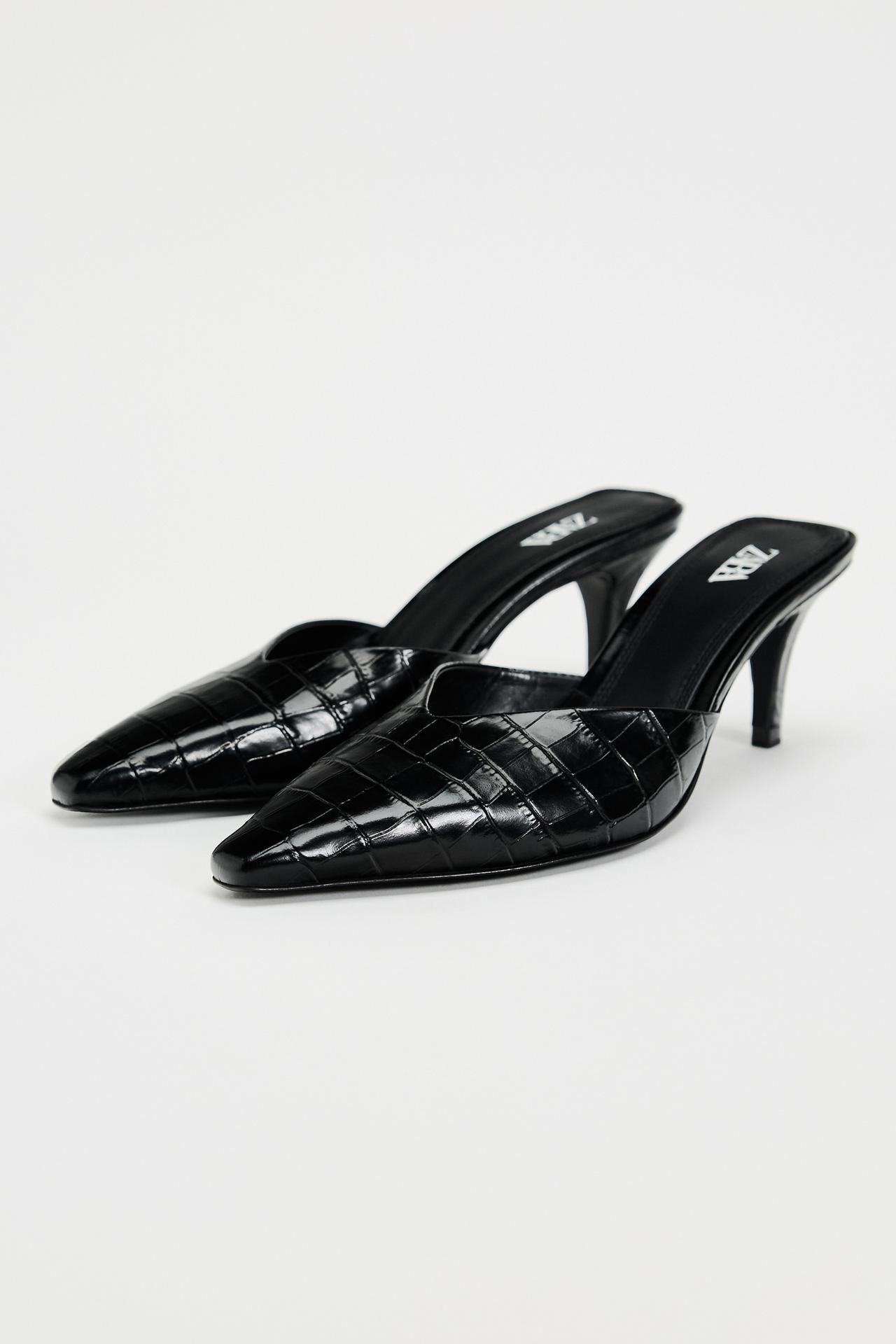 Animal Print High-Heeled Mules