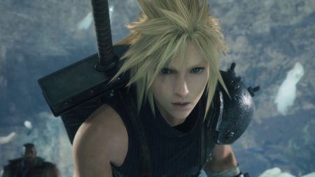 Final Fantasy 7 Revelation - A close-up of Cloud looking at the camera