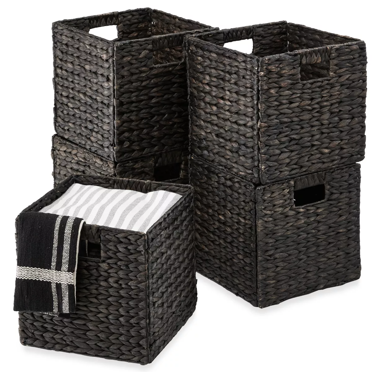 Best Choice Products Set of 5 Handwoven Water Hyacinth Storage Baskets &amp;ndash; Natural Collapsible Organizers With Handles