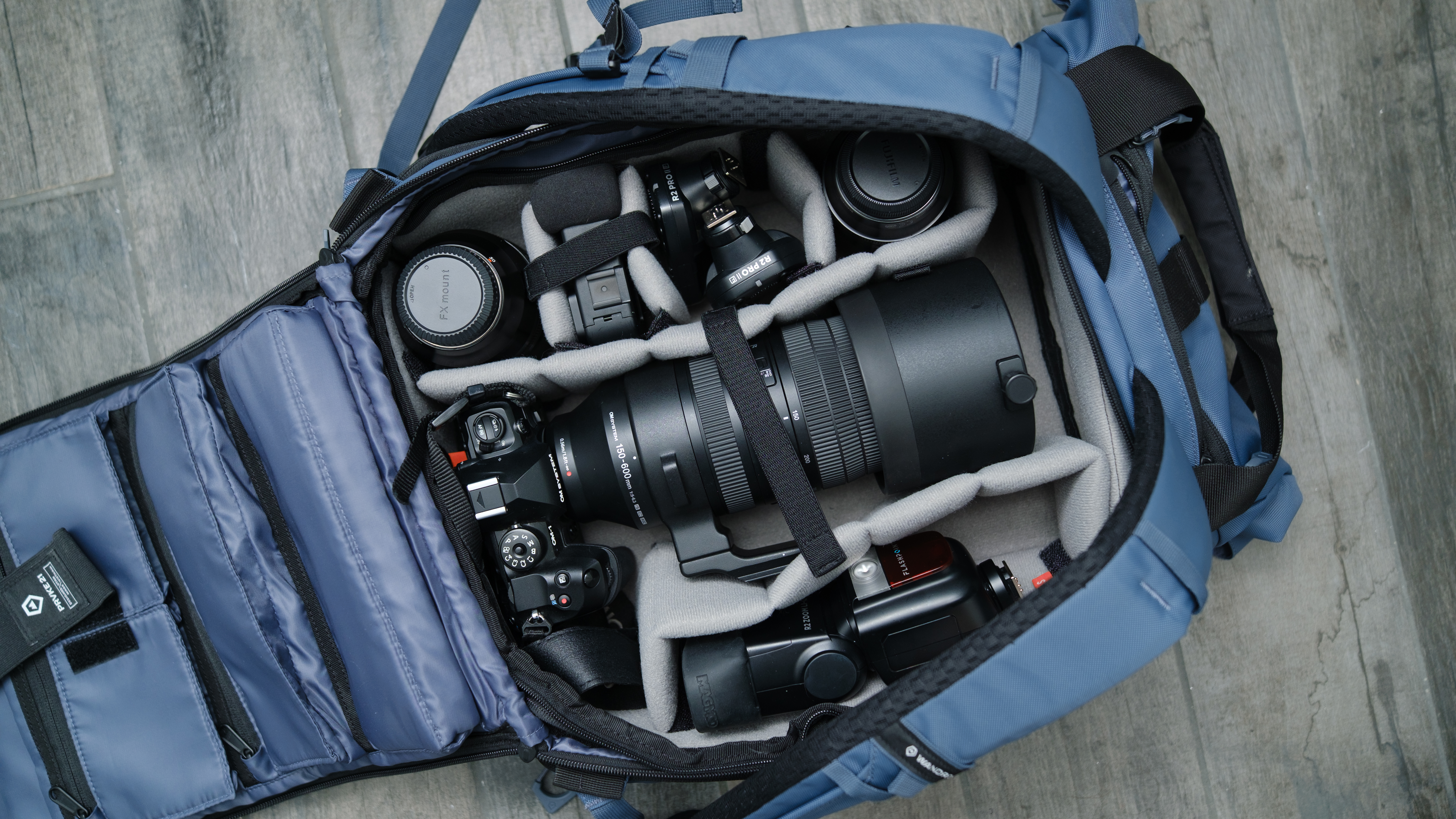 The Wandrd Prvke V4 camera backpack in Aegean Blue, 21L size
