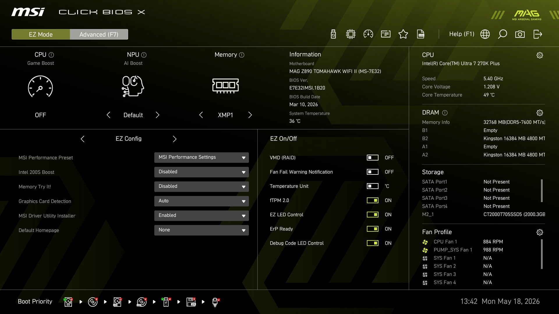 MSI MAG Z890 Tomahawk Wifi II