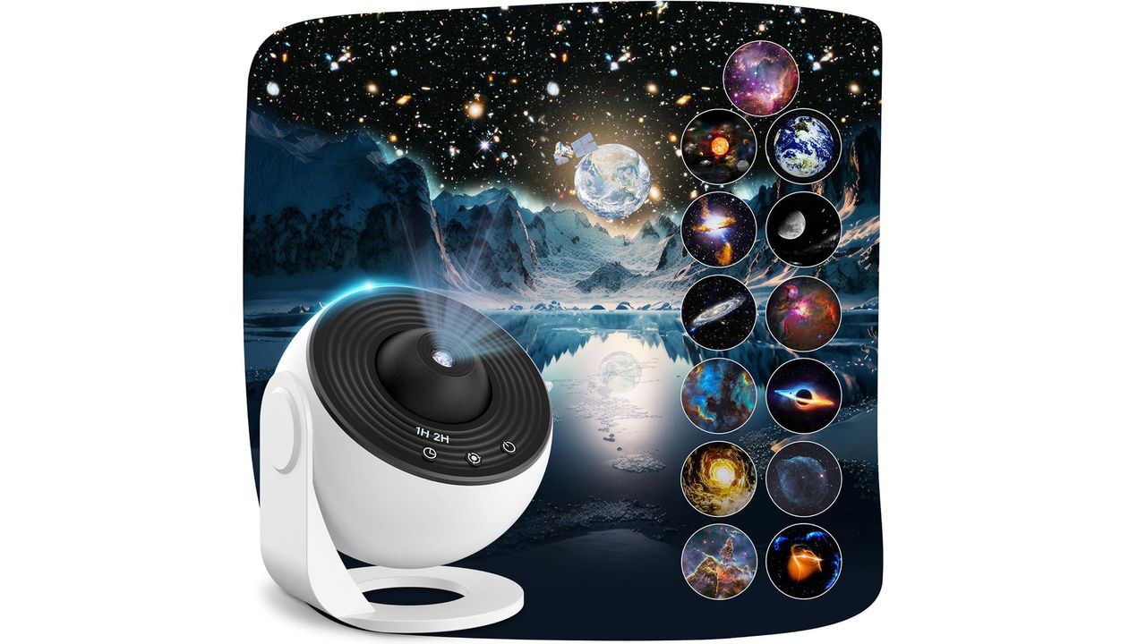 Mexllex planetarium projector on a white background